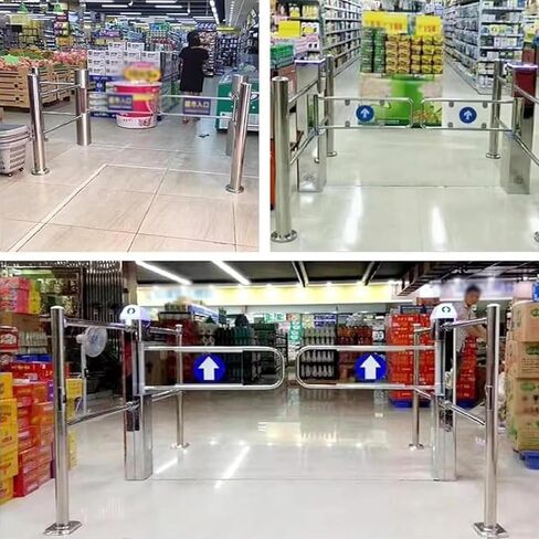 Stainless Steel Spring Loaded Safety Gate for Supermarkets & Factories, Push-to-Open Swing Gate, 110cm/44in Aisle Entrance/Exit Device, Durable Safety Solution in Kuwait
