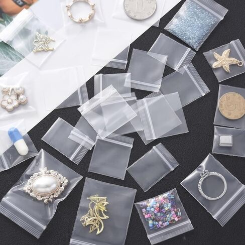 100pcs, Mini, Plastic, Jewelry Zipper Lock Bags, Gift Decorating 3×3 CM Clear in Kuwait