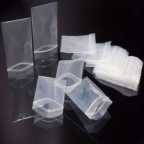 100pcs, Mini, Plastic, Jewelry Zipper Lock Bags, Gift Decorating 3×3 CM Clear in Kuwait