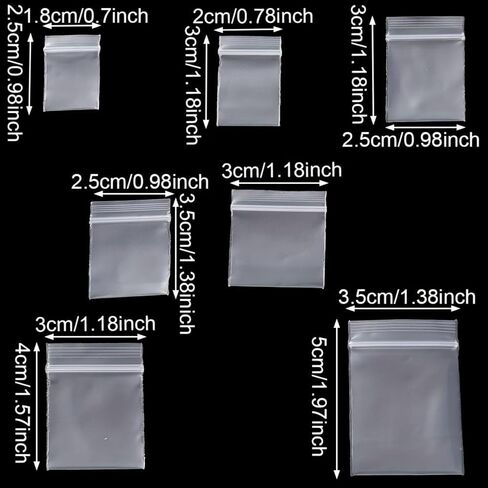 100pcs, Mini, Plastic, Jewelry Zipper Lock Bags, Gift Decorating 3×3 CM Clear in Kuwait