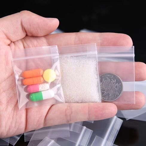 100pcs, Mini, Plastic, Jewelry Zipper Lock Bags, Gift Decorating 3×3 CM Clear in Kuwait