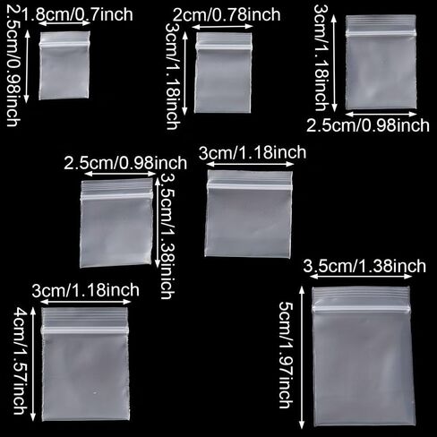 100pcs, Mini, Plastic, Jewelry Zipper Lock Bags, Gift Decorating 3×3 CM Clear in Kuwait