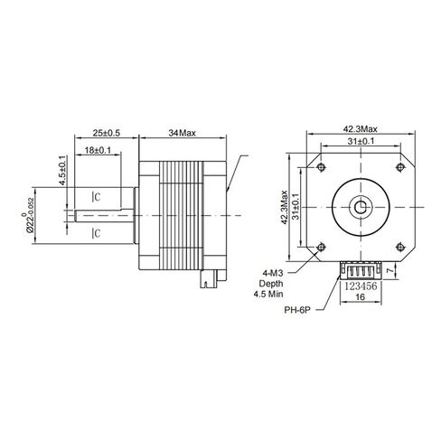 42 Stepper Motor, 2 Phase Carbon Steel Low Noise High Torsion 3D Printer Stepping Motor with Cable Compatible with 3D Printer in Kuwait