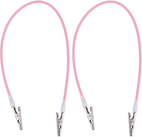 2Pcs Pink Dental Silicone Chain Clip Napkin Holder Bib Clips Apron Towel Napkin Clip Lanyard Neck Strap Chain for Elderly Adult Creative Napkin Holders Kitchen Accessories in Kuwait
