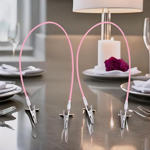 2Pcs Pink Dental Silicone Chain Clip Napkin Holder Bib Clips Apron Towel Napkin Clip Lanyard Neck Strap Chain for Elderly Adult Creative Napkin Holders Kitchen Accessories in Kuwait