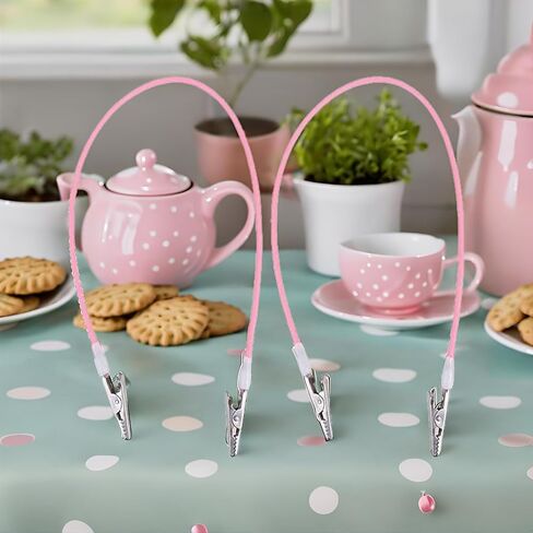 2Pcs Pink Dental Silicone Chain Clip Napkin Holder Bib Clips Apron Towel Napkin Clip Lanyard Neck Strap Chain for Elderly Adult Creative Napkin Holders Kitchen Accessories in Kuwait