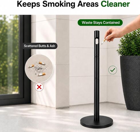 47'' Heavy Duty Metal Outdoor Ashtray, Stable Weighted Base Standing Cigarette Butt Disposal for Patio, Deck, Home & Commercial Use in Kuwait