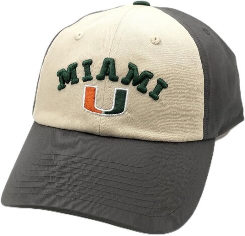 Officially Licensed University Miami Two-Tone Hat Hurricanes Team Logo Relaxed Fit Adjustable Embroidered Cap in Kuwait