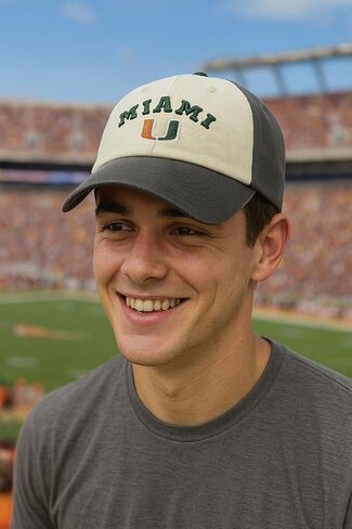 Officially Licensed University Miami Two-Tone Hat Hurricanes Team Logo Relaxed Fit Adjustable Embroidered Cap in Kuwait