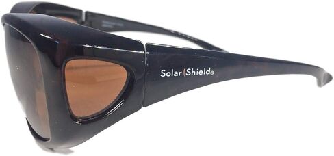 SolarShield Fits Over Sunglasses Dark Tortoise with Amber Lenses Polarized with Side View Size Large in Kuwait