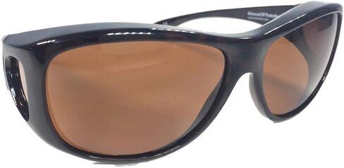 SolarShield Fits Over Sunglasses Dark Tortoise with Amber Lenses Polarized with Side View Size Large in Kuwait