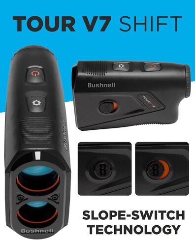 جهاز تحديد المدى بالليزر من Bushnell Golf Tour V7 Shift مع تقنية Tour Trusted Slope، وشاشة عرض مزدوجة الألوان مع حزمة Wearable4U in Kuwait