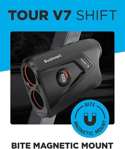 جهاز تحديد المدى بالليزر من Bushnell Golf Tour V7 Shift مع تقنية Tour Trusted Slope، وشاشة عرض مزدوجة الألوان مع حزمة Wearable4U in Kuwait