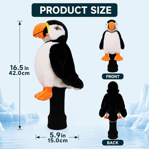 غطاء رأس مضحك لسائقي الجولف من Puffin، أغطية رأس لنادي الجولف على شكل حيوانات للسائقين، أغطية رأس جولف قطيفة فريدة من نوعها للغابات، تناسب رأس السائق حتى 460 سم مكعب، ملحقات جولف رائعة هدية للرجال والنساء in Kuwait