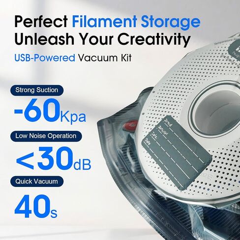 30-Pack Vacuum Storage Bags with Electric Pump & Clips, Airtight Sealer Bags for 3D Filament Dry Storage, Moisture Proof Barrier in Saudi Arabia