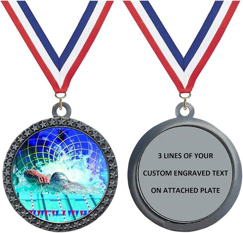 Express Medals Engraved 1 to 50 Packs Engraved Swimming Silver Medal Trophy Award with Personalized Custom Text LD212-FCL560 in Kuwait