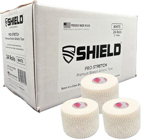 Shield PRO-Stretch Premium Elastic Athletic Tape - 2 Inch 24 Roll Case - (White) in Kuwait