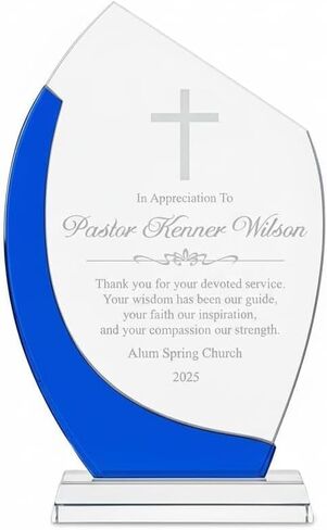 Personalized Pastor Appreciation Crystal Awards, Engraved Pastor Plaque for Minister - Christian Gifts, Glass Trophy in Kuwait