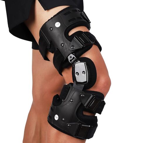 Komzer OA Unloader Knee Brace, Adjustable 3-Point Medial/Lateral Offloading Support for Osteoarthritis Pain, Bone-on-Bone Joint Degeneration & Recovery, ROM Control, Universal Fit for Men & Women, Black, Right in Kuwait