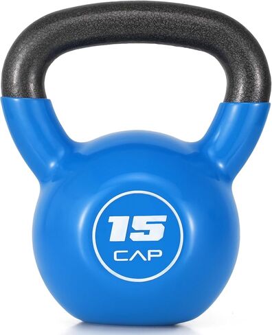 CAP Vinyl Coated Cast Iron Kettlebell, 15 LB Home Gym Weight in Kuwait