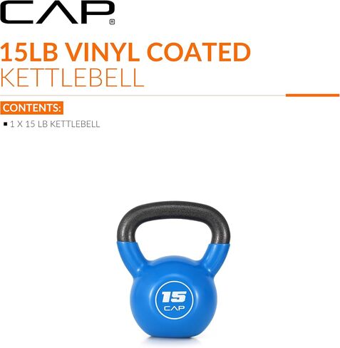 CAP Vinyl Coated Cast Iron Kettlebell, 15 LB Home Gym Weight in Kuwait