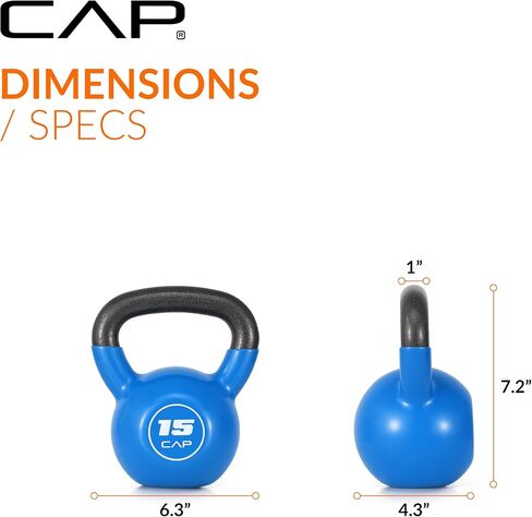 CAP Vinyl Coated Cast Iron Kettlebell, 15 LB Home Gym Weight in Kuwait