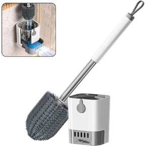 Self-Draining Toilet Brush with Holder, Ventilated Caddy for Quick Dry, No Drip Drip-Free Design, Sturdy Long Handle & Flexible Scrubber for Bathroom Bowl in Kuwait