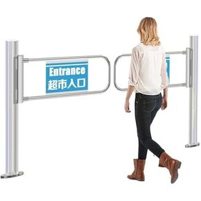 Automatic Swing Gate for Supermarket Entrance, 90° Two-Way Access Stainless Steel Security Barrier with Self-Closing Mechanism for Libraries and Stores in Kuwait