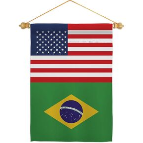 World Cup Brazil USA Friendship Flag Home Decor Banner Patio Porch Lawn Garden Flag Pole Room Decorations Indoor Small Outdoor Yard Signs FIFA Gifts Team Qatar Trophy Soccer Game Football Made In USA in Kuwait