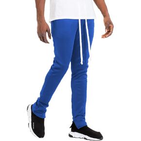 Weiv Mens Track Pants Solid Color Basic Hip Hop Skinny Fit Track Pants Athletic Jogger Ankle Zipper Bottom in Kuwait