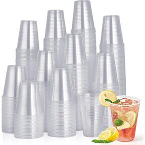 عبوة من 420 كوب من البلاستيك الشفاف للاستعمال مرة واحدة سعة 16oz من Turbo Bee، أكواب للشرب البارد/الساخن، حاوية بلاستيكية شفافة للحفلات للمياه والقهوة الباردة المثلجة والعصير والصودا in Kuwait