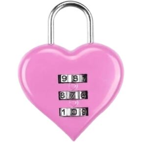 Pink Combination Lock, Heart Shape 3 Digital Password Padlock, Mini Outdoor Combo Gate Lock for School Gym Locker, Fence Gate, Toolbox, Employee Hasp Locker Combination Padlocks in Kuwait