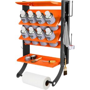 Sidasu 2-Tier Spray Paint Can Holder Rack Wall-Mount, Heavy Duty Spray Bottle Lube Can Organizer, 8 Can Storage Rack with Paper Towel Rod, Ideal for Garage/Workshop/Home,Orange in Kuwait