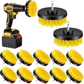 12 Pcs Drill Brush Attachment, 4 Inch Power Scrubber Cleaning Kit Multi Purpose Set Brushes for Kitchen Tile Bathroom Surfaces Tub Grout Shower Auto Car Boat in Saudi Arabia
