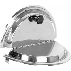 TrueCraftware- 30 cm Hinged Stainless Steel Inset Cover Fits 11 Qt. Inset Pan with Plastic Knob Notched Ladle Slot Soup Warmer Chafer Lid for Catering Buffet Restaurant in Saudi Arabia
