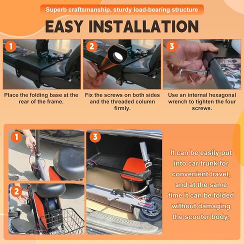 Scooter Seat with 10L Large Storage Bag & Cup Holder, Compatible with Ninebot F20 F25 F30 F40, Enhanced Comfort & Convenience for Adults in Kuwait