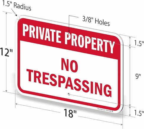 SmartSign 12 × 18 بوصة "ملكية خاصة - ممنوع التعدي على ممتلكات الغير" لافتة معدنية، 63 مل ألومنيوم مصفح مقاوم للصدأ، أحمر وأبيض، صنع في الولايات المتحدة الأمريكية in Kuwait