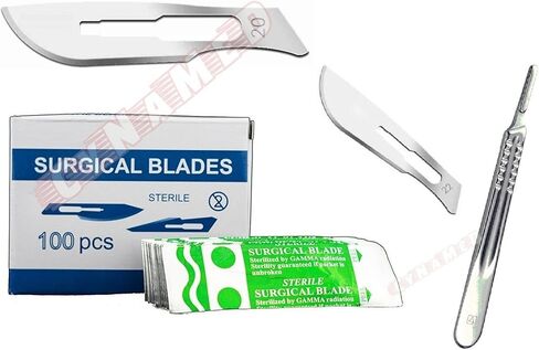 200 قطعة 100/100 شفرة مشرط No20 No22 Plus مقبض رقم 4 Dermaplaning أسنان Cynamed in Kuwait