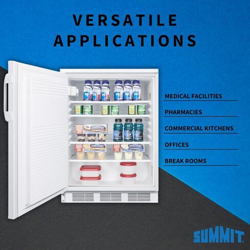 ACCUCOLD FF7LW ثلاجة قائمة بذاتها مدرجة تجاريًا للاستخدام العام للأغراض العامة مع قفل أمامي، وإزالة تلقائية للصقيع، وباب مغلف من الفولاذ المقاوم للصدأ، ومقبض شريط المنشفة وجزء خارجي أبيض in Kuwait