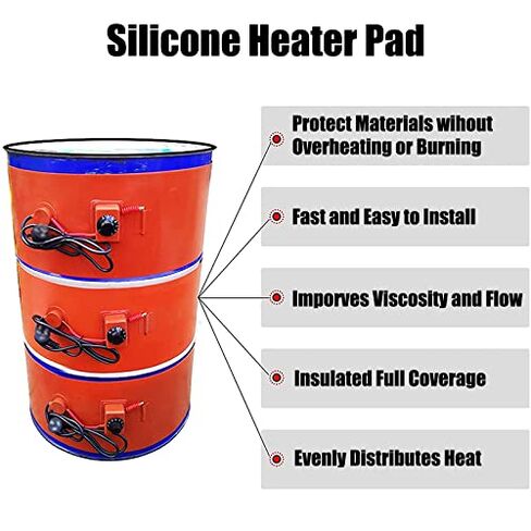 2200W Adjustable Band Heater for Drums - Heavy Duty 55N Metal Barrel Heater, 220V Pail Heating Pad for Efficient Temperature Control and Quick Heating in Kuwait