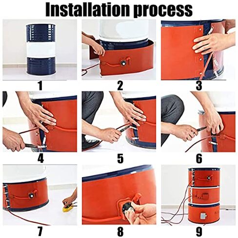 2200W Adjustable Band Heater for Drums - Heavy Duty 55N Metal Barrel Heater, 220V Pail Heating Pad for Efficient Temperature Control and Quick Heating in Kuwait