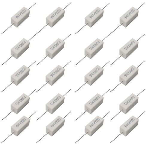 20 قطعة 5 واط 100ohm السيراميك الاسمنت سلك الجرح المقاومات التسامح محوري الرصاص الطاقة المقاومات للكمبيوتر التلفزيون مجموعة الالكترونيات DIY بها بنفسك in Kuwait