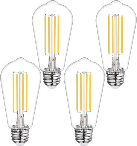 4 Pack Vintage LED Edison Bulbs, 6W Equivalent 60W, Non-Dimmable, Warm White 2700K, 800Lumens, ST58 Antique LED Filament Bulbs with 80+ CRI, E26 Base Shatterproof Clear Plastic Light Bulb. in Kuwait