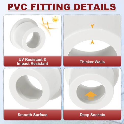 DTGN 10Pcs 3/4"x1/2" PVC Reducer Bushing Fitting, SCH40 (Socket x Socket) Furniture Grade PVC Pipe Fitting, Reducer Bush Adapter for Home Sewer Plumbing, Industrial, Pipe Connection in Kuwait