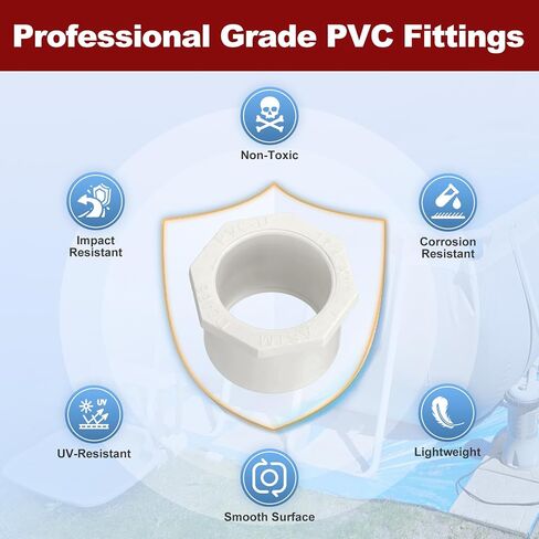 DTGN 10Pcs 3/4"x1/2" PVC Reducer Bushing Fitting, SCH40 (Socket x Socket) Furniture Grade PVC Pipe Fitting, Reducer Bush Adapter for Home Sewer Plumbing, Industrial, Pipe Connection in Kuwait