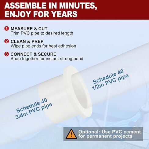 DTGN 10Pcs 3/4"x1/2" PVC Reducer Bushing Fitting, SCH40 (Socket x Socket) Furniture Grade PVC Pipe Fitting, Reducer Bush Adapter for Home Sewer Plumbing, Industrial, Pipe Connection in Kuwait