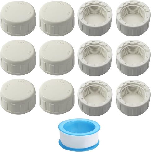 6 قطعة 1/2 "PVC تركيبات غطاء النهاية الأبيض أنثى أنبوب ملولب محول القابس لغطاء الرش والسباكة وإصلاح الأنابيب والمشاريع DIY in Kuwait