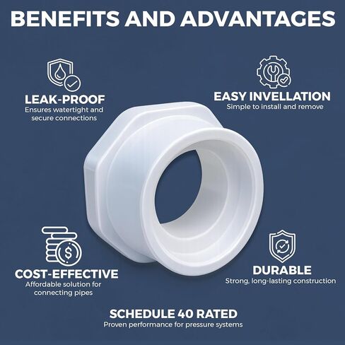 الجدول 40 جلبة مخفض PVC 3 × 2 بوصة - محول تقليل المقبس المنزلق | تركيبات أنابيب شديدة التحمل للسباكة والري (عبوة واحدة) in Kuwait