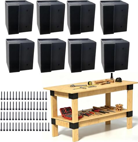 Workbench Bracket Kit, 8Pcs 2 x 4 Heavy Duty Workbench Kit(Actual 1.5 x 3.5) 3-Way Right Angle Steel Corner Brackets with Screws for DIY Custom Work Bench, Woodworking Tables, Work Benches for Garage in Kuwait