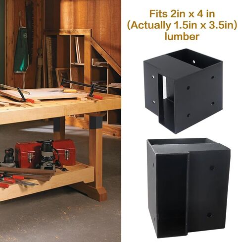 Workbench Bracket Kit, 8Pcs 2 x 4 Heavy Duty Workbench Kit(Actual 1.5 x 3.5) 3-Way Right Angle Steel Corner Brackets with Screws for DIY Custom Work Bench, Woodworking Tables, Work Benches for Garage in Kuwait